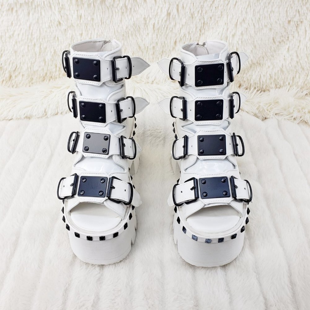 White Ashes Goth Punk Platform Sandal Shoes